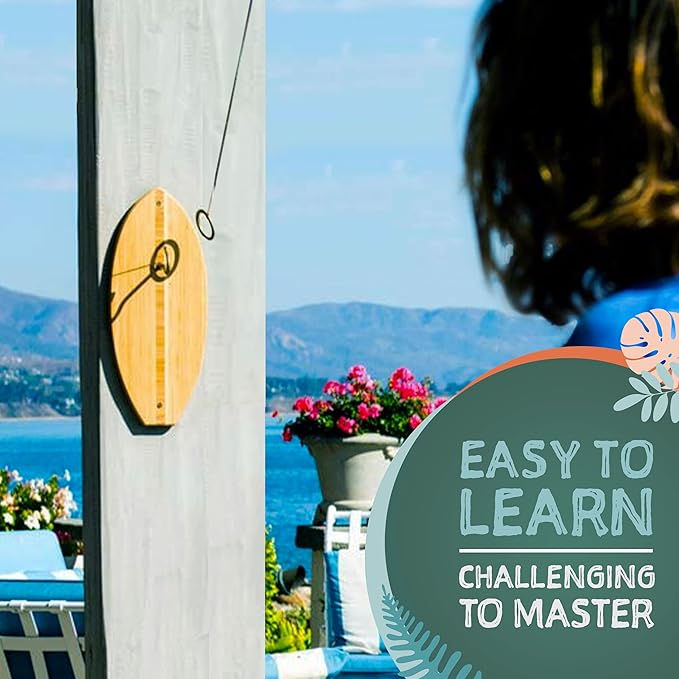 Tiki Toss Ring Toss Game for Adults & Kids - Hook and Ring Games with String and Hooks for Indoor/Outdoor Use, Man Cave Decor & Stuff, Gifts for Men - Standard or Deluxe 12.3" / Tiny 5"