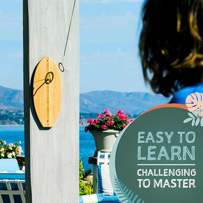 Tiki Toss Ring Toss Game for Adults & Kids - Hook and Ring Games with String and Hooks for Indoor/Outdoor Use, Man Cave Decor & Stuff, Gifts for Men - Standard or Deluxe 12.3" / Tiny 5"