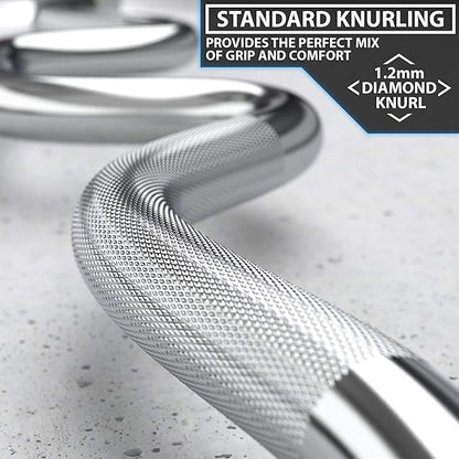 Synergee Commercial Super EZ Curl Olympic Bar Chrome, Black Phosphate and Red with Powder Coated Brass Bushings Excellent for Bicep Curls and Triceps Extensions