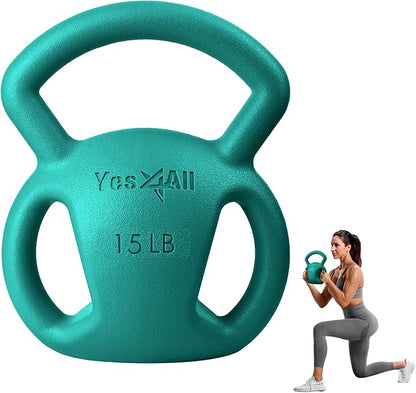 Yes4All Kettlebell, Strength Training Kettlebells for Women, Wide Multi-grip Textured Handle for Home Gym Exercises & Full Body Workout, Single 5–25 lb & Set of 10-15 lb