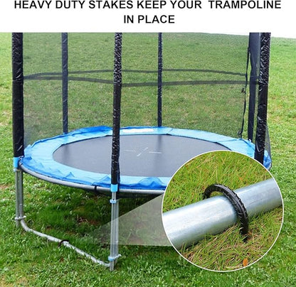Trampoline Stakes Anchors Trampoline Accessories Wind Stake 12 Inch Heavy Duty High Wind Stake Safety Ground Anchor Galvanized Steel Wind Stakes (8Pcs, Black)