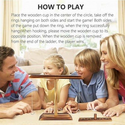 Ring Toss Games for Adults, Fast-Paced Interactive Toss Games with Shot Ladder Bundle, Outdoor Indoor Handmade Wooden Hook and Ring Game for Bars, Home, Large