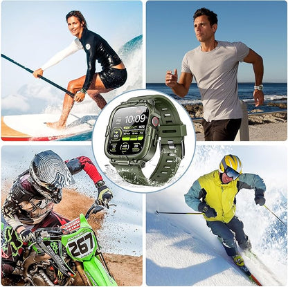 Dsytom Waterproof Case with Band Compatible for Apple Watch Band 46mm 45mm 44mm 42mm(S11/10) 41mm 40mm for Men,Rugged Smartwatch Strap with Built-in Tempered Glass Screen Protector for iWatch Series 11/10/9/8/7/6/5/4/SE