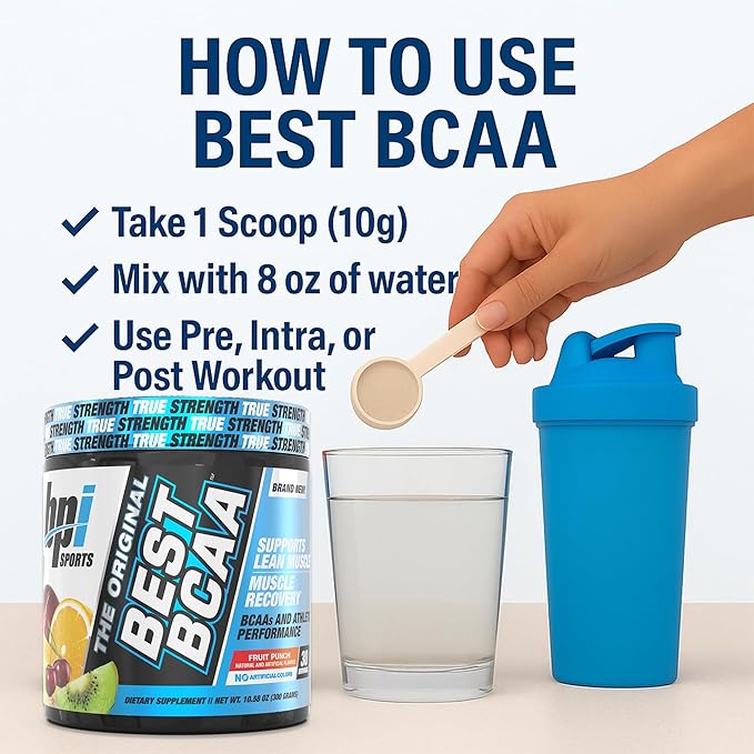 BPI Sports Best BCAA - BCAA Powder - Branched Chain Amino Acids - Muscle Recovery - Muscle Protein Synthesis - Lean Muscle - Improved Performance ??Hydration ??Fruit Punch - 60 Servings - 1.32 Pound