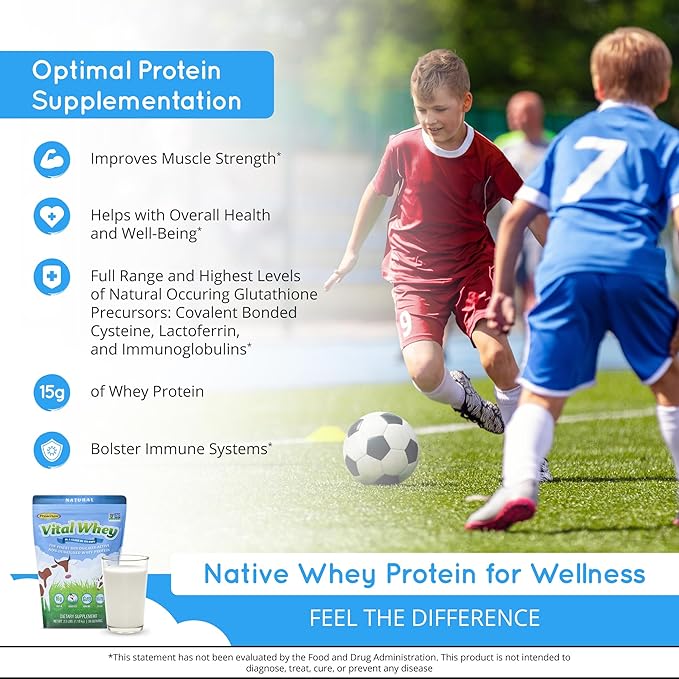 Grass-Fed Whey Protein Powder for Immune Vitality, Natural Flavor 600g (30 Servings), 15g Protein Per Serve, Vital Whey, Clean Holistic, Wellness Nutrition