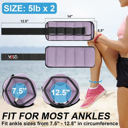 VBSD Adjustable Ankle Weights for Men Women, 10lb 1 Pair Leg Weight Straps, Weighted Ankle Weights