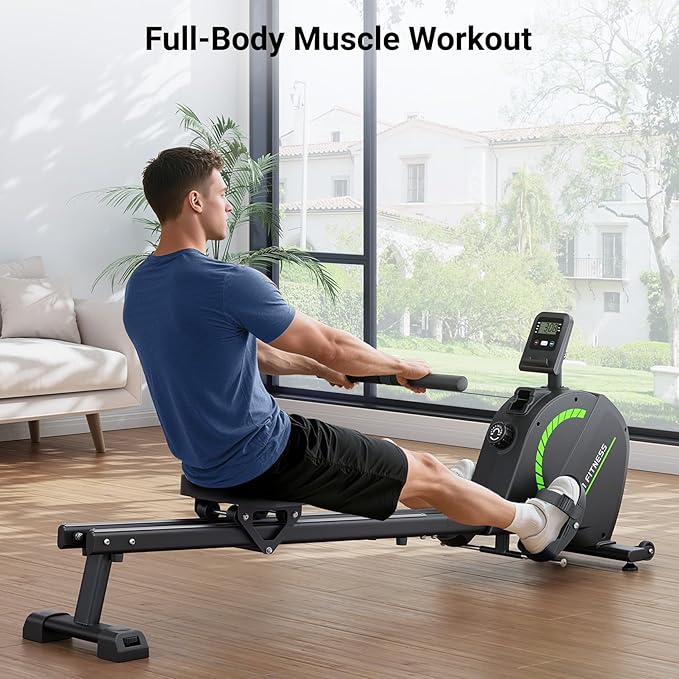 Dripex Rowing Machines for Home Use, Rowing Machine Magnetic Rower, 16 Levels of Workout Resistance, Max 350 LBS, Dual Slide Rail, Bluetooth App Compatible, LCD Monitor, Row Machine for Gym Exercise