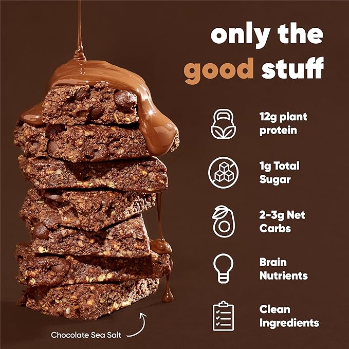 IQBAR Brain and Body Plant Protein Bars - Chocolate Lovers Variety - 36-Count Low Carb - Gluten Free, High Fiber, Vegan Snacks - Low Sugar Meal Replacement