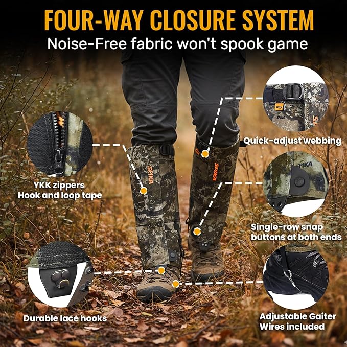 SPIKA Strike Snake Gaiters, Waterproof Snake Chaps for Hunting, Adjustable and Snake Resistent Leg Protective for Outdoors Hiking