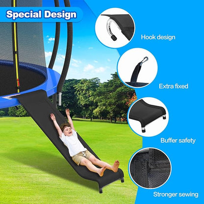 Trampoline Ladder Slide Kit, Trampoline Universal 3 Steps Ladder & Buffer Slide, Universal Trampoline Slide Stairs for 10 12 14 ft and More Frame, Trampoline Accessories Easy to Climb for Kids