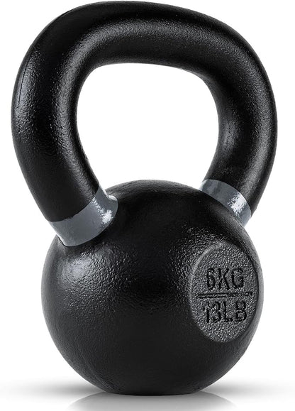Single Cast Iron Kettlebell | Powder Coated - Wide Handle Weights for Core & Glute Workouts; Swings, Squats, Deadlifts; Strength, Endurance & Flexibility for Men & Women