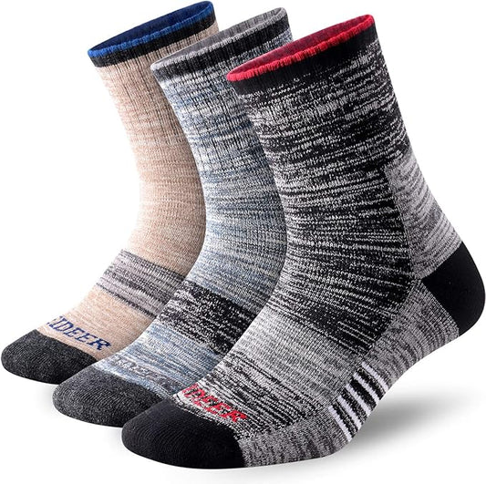 FEIDEER Men's Walking Hiking Socks, Wicking Cushion Quarter Crew Socks for Mens Outdoor Sports