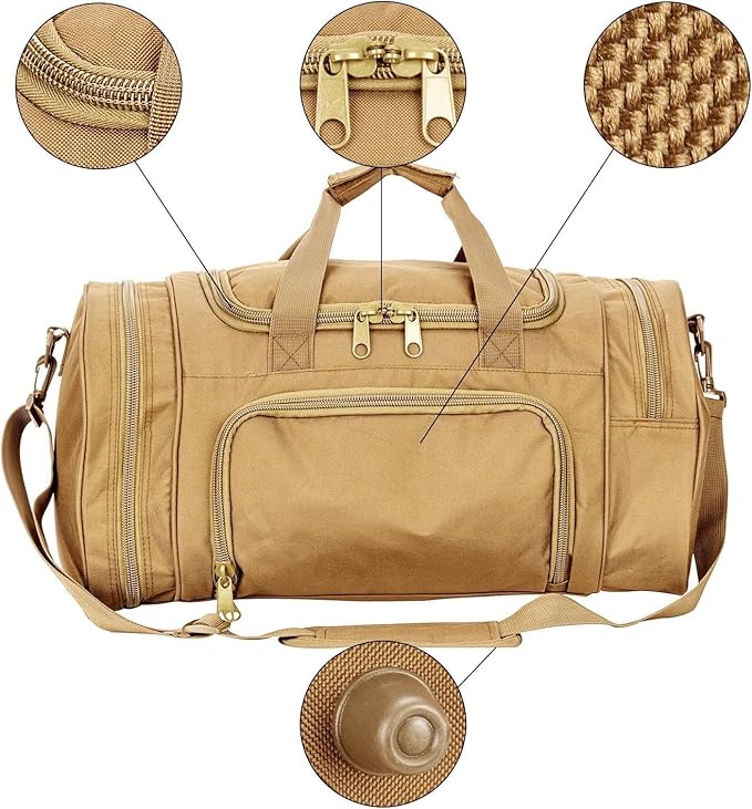 Tactical Travel Duffle Bag with Shoes Compartment Weekender Bags Carry On Overnight Bag For Men and Women Gym Sports Tote Pocket