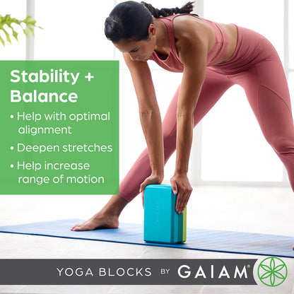 Gaiam Yoga Block, EVA Foam for Balance & Stretch (1 Block, Lagoon)