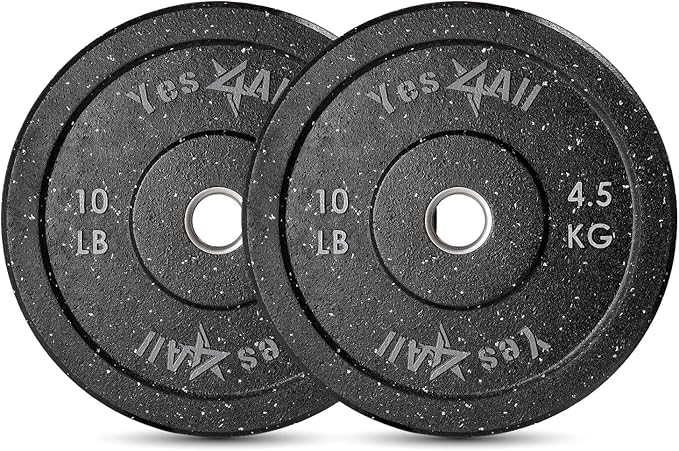 Yes4All 2" Bumper Plate, 10-190 LB Olympic Rubber Weight Plate with Steel Hub for WeightLifting, Strength Training, Home Gym, Less Impact, Absorb Bounce & Shock, Multiple Options