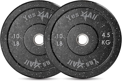 Yes4All 2" Bumper Plate, 10-190 LB Olympic Rubber Weight Plate with Steel Hub for WeightLifting, Strength Training, Home Gym, Less Impact, Absorb Bounce & Shock, Multiple Options