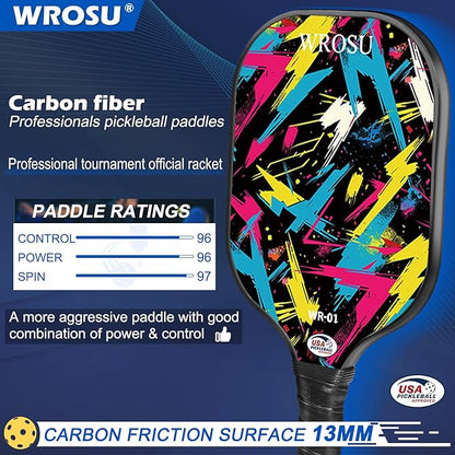Carbon Fiber Pickleball Paddles Set of 4 or 2 Rackets,USAPA Approved Carbon Fiber Surface Pickle Ball Equipment Sets PP Honeycomb Core Pickleball Rackets & Accessories for Men,Women,Kids,Adults
