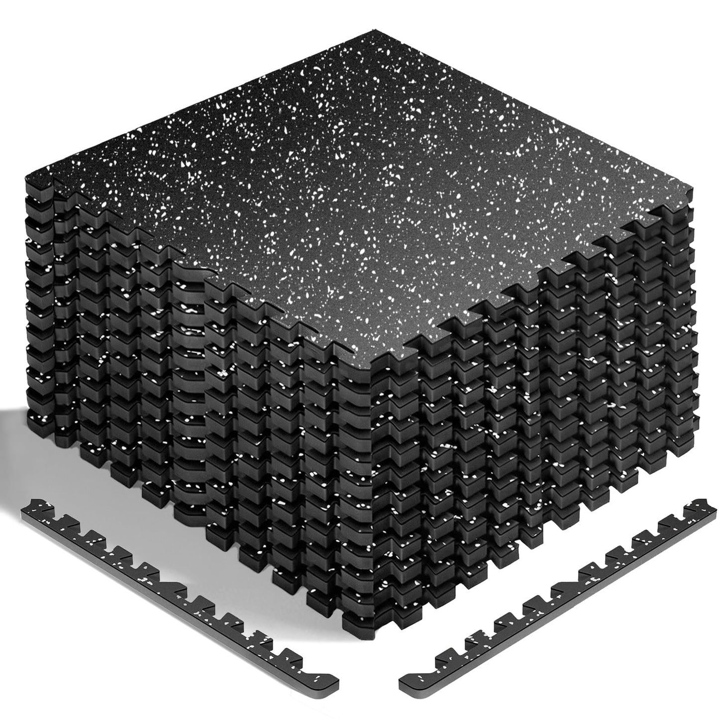 HAPBEAR 0.56'' Thick 12 Pcs 48 Sq Ft Exercise Equipment Mats - High-Density Rubber Top EVA Foam