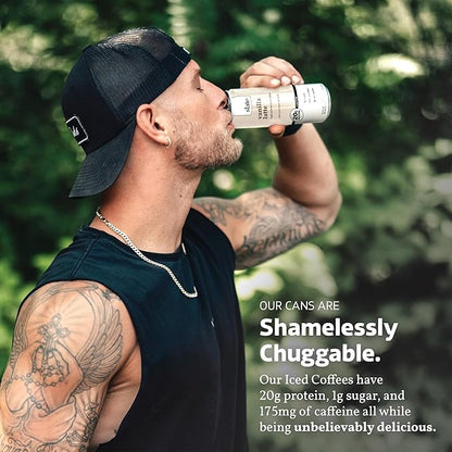Slate Milk - High Protein Iced Coffee - Vanilla Latte - 175mg Caffeine, Lactose Free Energy - 20g Protein, 1g Sugar, 100 Calories, 1g Net Carbs, No Sugar Added - Protein Coffee - 11 fl oz, 24 Cans
