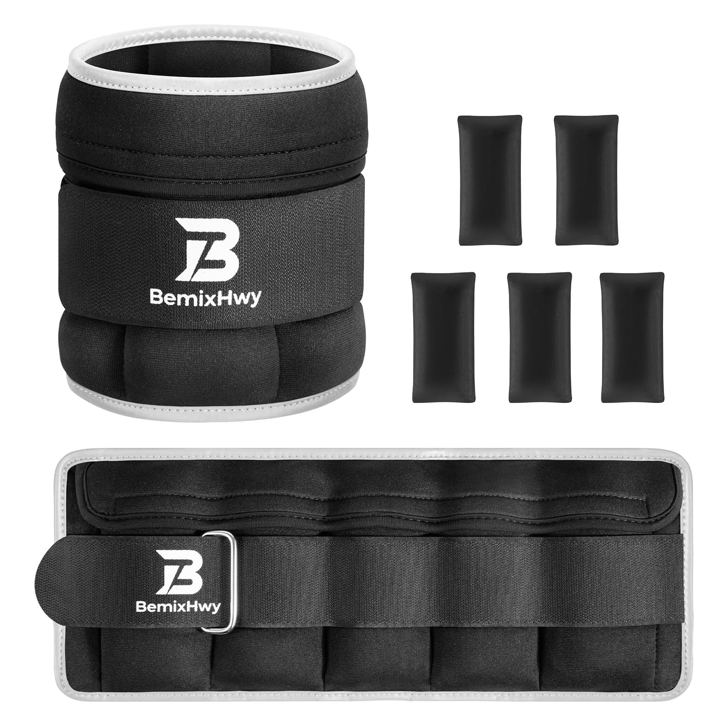 BemixHwy Adjustable Ankle Weights Set 1 Pair 2-10 lbs, Comfortable Leg Weights for Walking