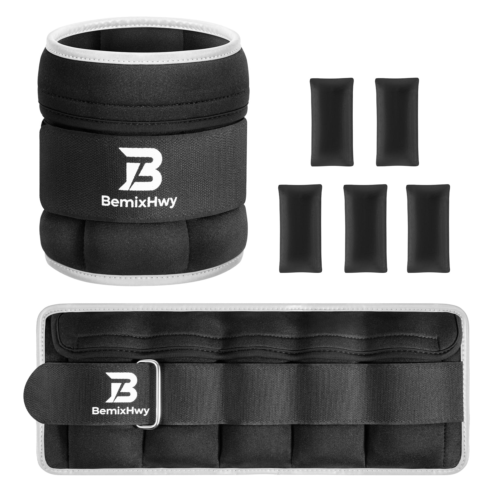 BemixHwy Adjustable Ankle Weights Set 1 Pair 2-10 lbs, Comfortable Leg Weights for Walking