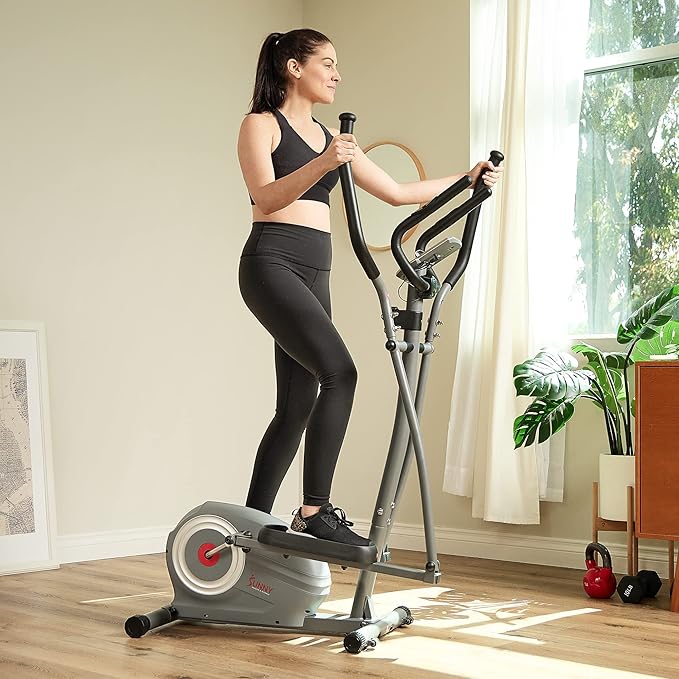 Sunny Health & Fitness Smart 2-in-1 Upright Elliptical Full-Body Exerciser, Home Cross-Training Arm/Leg Cardio Workout Machine, Optional Free SunnyFit App Bluetooth Link or Electro-Magnetic Resistance