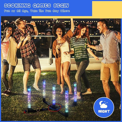 YEEA LED Ring Toss Game for Kids, Adults | Glow in The Dark LED Outdoor Yard Games | Perfect for Camping, Beach, and Backyard Family Gatherings