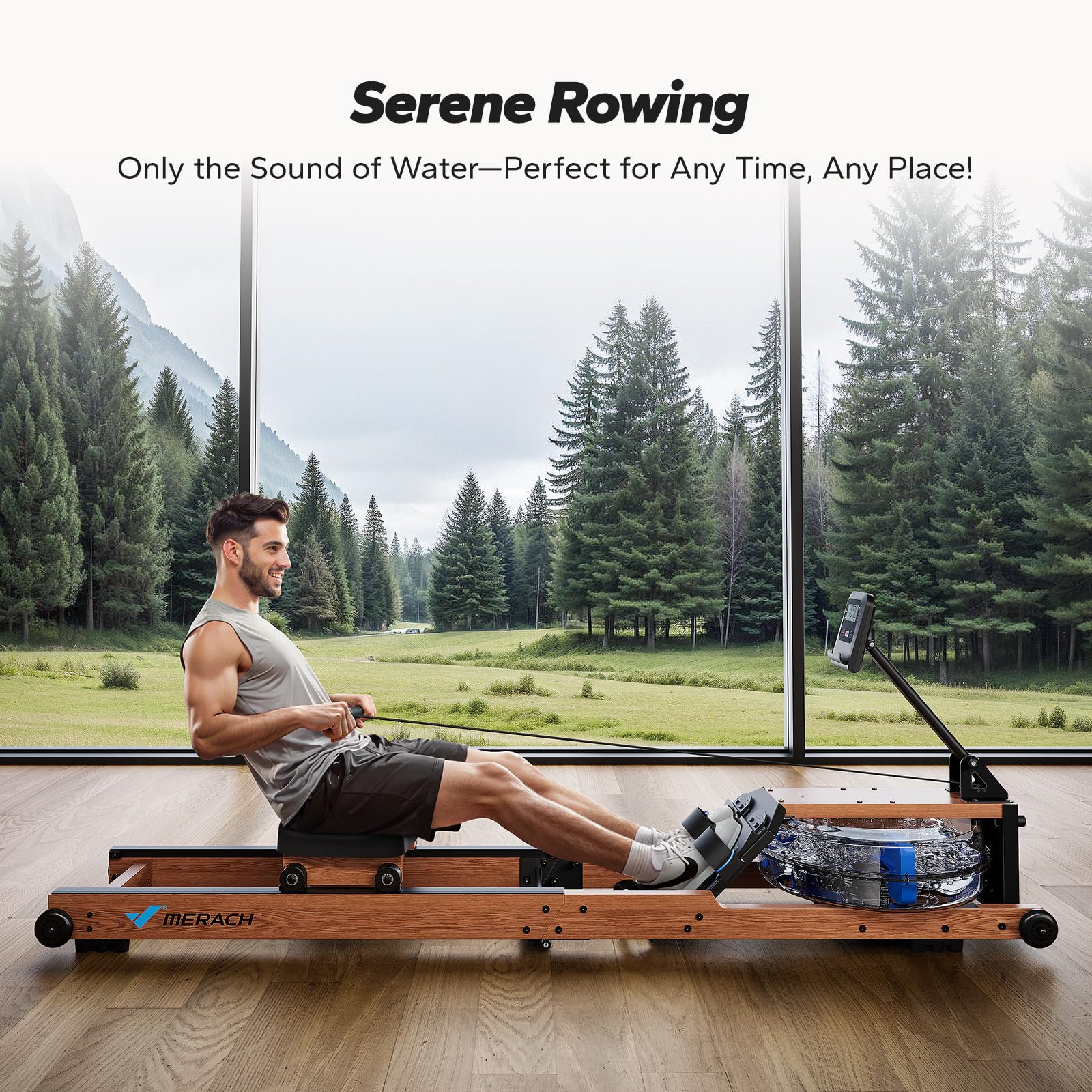 Merach R280 Water Rowing Machine, Foldable & Space-Saving, 400lbs Capacity