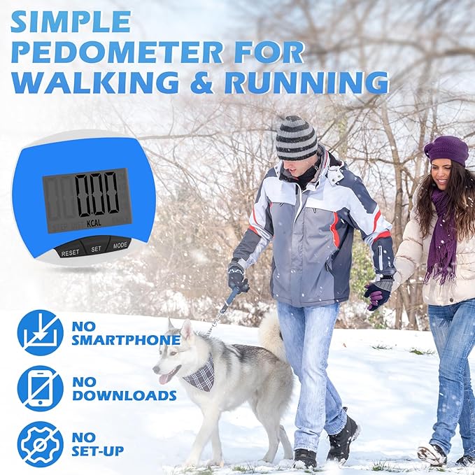 9 Pcs Simple Pedometers Bulk for Walking Steps and Miles Walking Step Counters with Calories Burned Portable Clip Step Tracker for Seniors Man Women Jogging Hiking Running