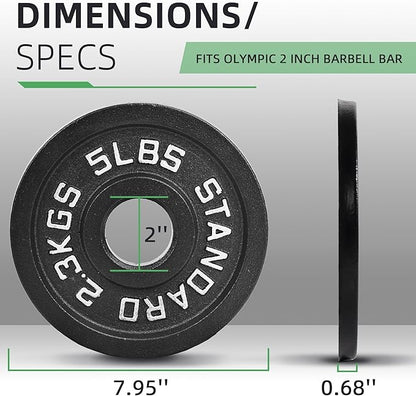 Olympic Cast Iron 2-Inch Weight Plate for Strength Training & Weightlifting, Home Gym, Multiple Weights Available