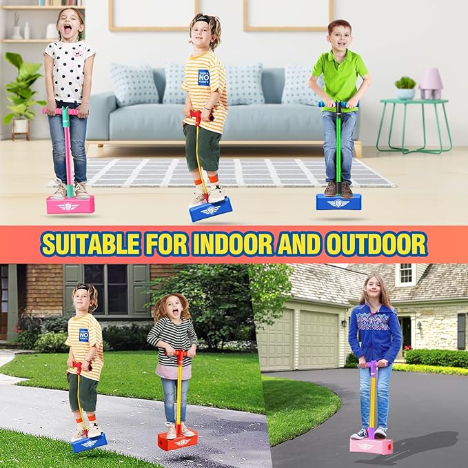 CUUGO LET'S GO! CG Jumping Promotes Growing Taller- Pogo Stick Foam Pogo Jumper for Kids, Toys for 3-12 Year Old Boys Girls Outdoor Toys Indoor Toys Fun Gifts Christmas Stocking Stuffers Gifts