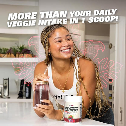 EHP Labs OxyReds Superfood Beets Powder - Nitric Oxide Supplement, Organic Beet Root Powder, Immune Support Supplement & Prebiotics for Digestive Health, Beet Powder - Raspberry Refresh, 30 Servings