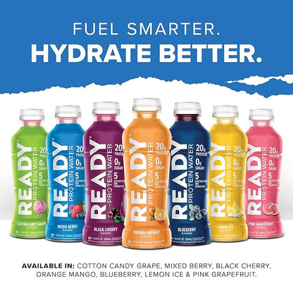 Ready® Protein Water ??20g Whey Protein Isolate, Zero Sugar, Low-Calorie Sports Drink for Hydration & Recovery ??Electrolytes, Essential Amino Acids ??Pink Grapefruit, 16.9 fl oz Bottles (12-Pack)