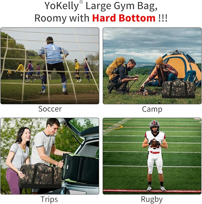 55L Large Duffle Bag for Men Travel - 25 inch Sports Duffel Bag with Hard Bottom - Camo