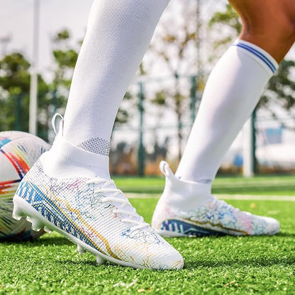 Soccer Cleats Mens Football Cleats Professional Soccer Shoes High-Tops Non-Slip Spikes for Big Boys Wide Training Sneaker