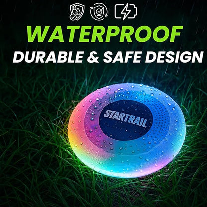 TOMLEON LED Flying Disc with Millions of Colors, Rechargeable & Waterproof, Smart Light Modes, Light-Up 175g - Frisbee for Outdoor Fun, Camping, Birthdays for Men, Boys, Teens, & Kids