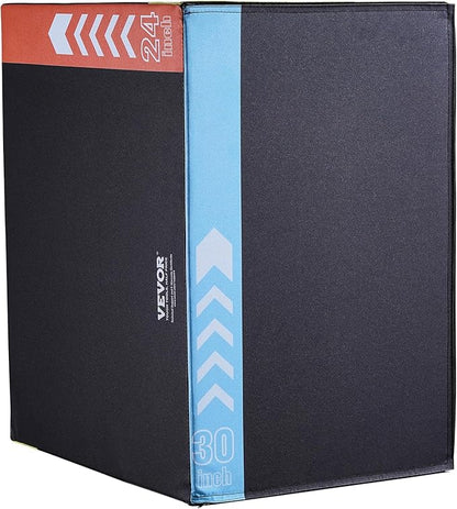 VEVOR 3 in 1 Plyometric Jump Box, Cotton Plyo Box, Platform & Jumping Agility Box, Anti-Slip Fitness Exercise Step Up Box for Home Gym Training, Conditioning Strength Training, Multiple Sizes, Black