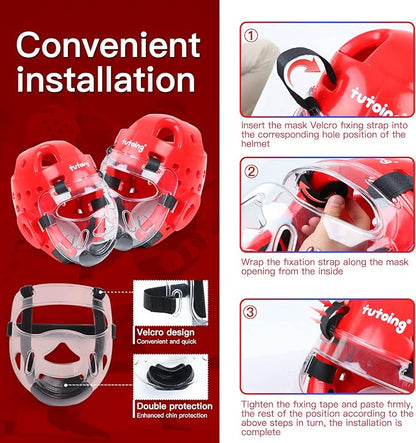 Kids Adults Karate Headgear MMA Martial Arts Helmet, Removable Face Shield, Soft Head Gear for Sparring Grappling Muay Thai Kickboxing Taekwondo Training