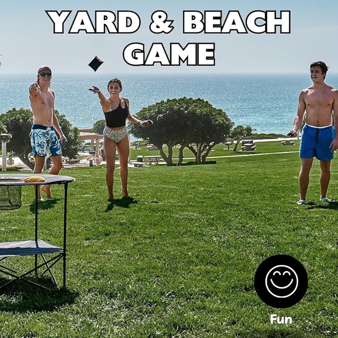 The Ultimate Bag Toss Yard Game - Portable Game Set Lawn & Beach for Family, College and Adults - Includes 12 Bags, Collapsible Base, Game Board & Case - Outdoor Games - Cornhole Set
