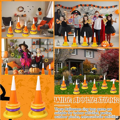 Inflatable Candy Corn Ring Toss Game Set Halloween Carnival Party Inflatable Ring Toss Games for Kids Adults Halloween Party