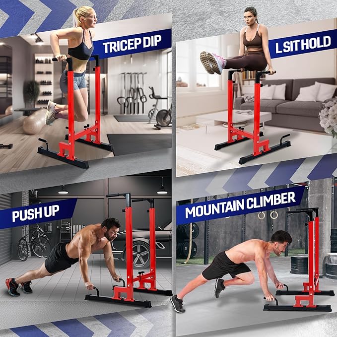 Yes4All Dip Stand 500 LBS Capacity, 80 Levels Adjustable Dip Bars, Dip Station Machine for Home Gym