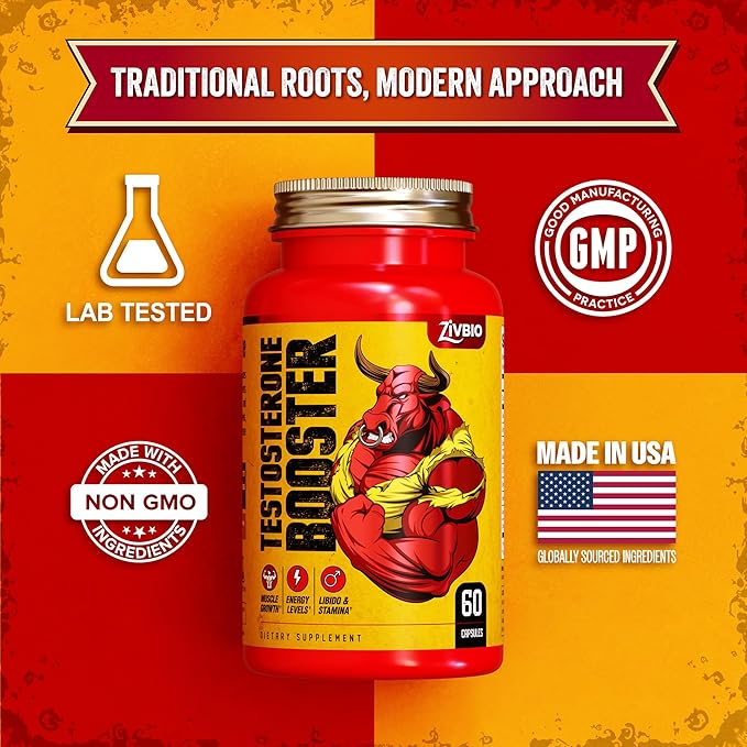 Testosterone Booster Supplement for Men - Ashwagandha, Tongkat Ali, DIM, Zinc, Tribulus & More - Workout, Muscle Builder, Energy, Libido, Strength - Male Enhancing Total Test Boost Pills - 30 Servings
