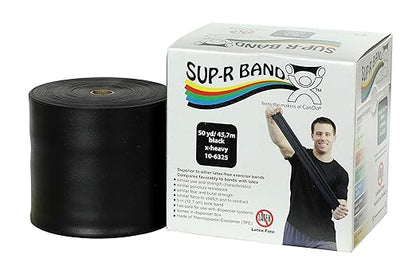 Cando - 1616473 CanDo 10-6325 Sup-R Latex Free Exercise Band, 50 yd Roll, Black-X-Heavy