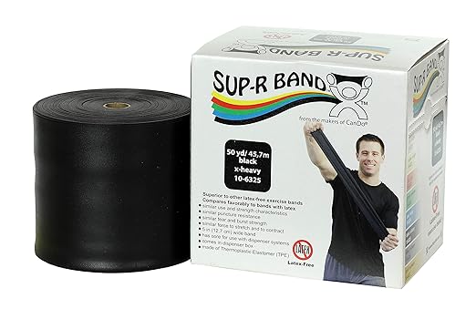 Cando - 1616473 CanDo 10-6325 Sup-R Latex Free Exercise Band, 50 yd Roll, Black-X-Heavy