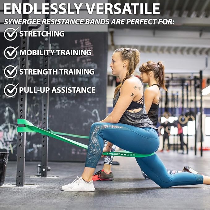 Synergee Resistance Loop Bands. Pull Up Assist Bands with Heavy Duty Resistance. Exercise Bands Work Perfect for Stretching, Powerlifting & Resistance Training.
