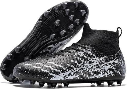 Unisex Soccer Cleats Lightweight No-Tie Lacing System Multi-Surface Football Shoes with Ankle Support for Beginners to Advanced Players