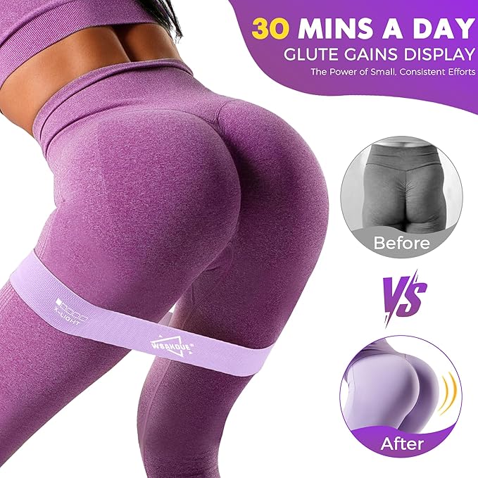 WSAKOUE Fabric Resistance Bands for Working Out – 5 Booty Bands for Women & Men, Exercise Workout Bands for Legs, HIPS & Glutes – Ideal for Home Fitness, Yoga, Pilates & Rehab