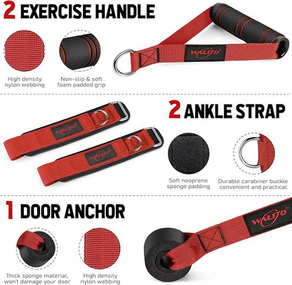 WALITO Resistance Bands Set - Exercise Bands with Handles, Door Anchor, Legs Ankle Straps, for Heavy Resistance Training, Physical Therapy, Muscle Training, Yoga, Home Workouts, Gym Equipment