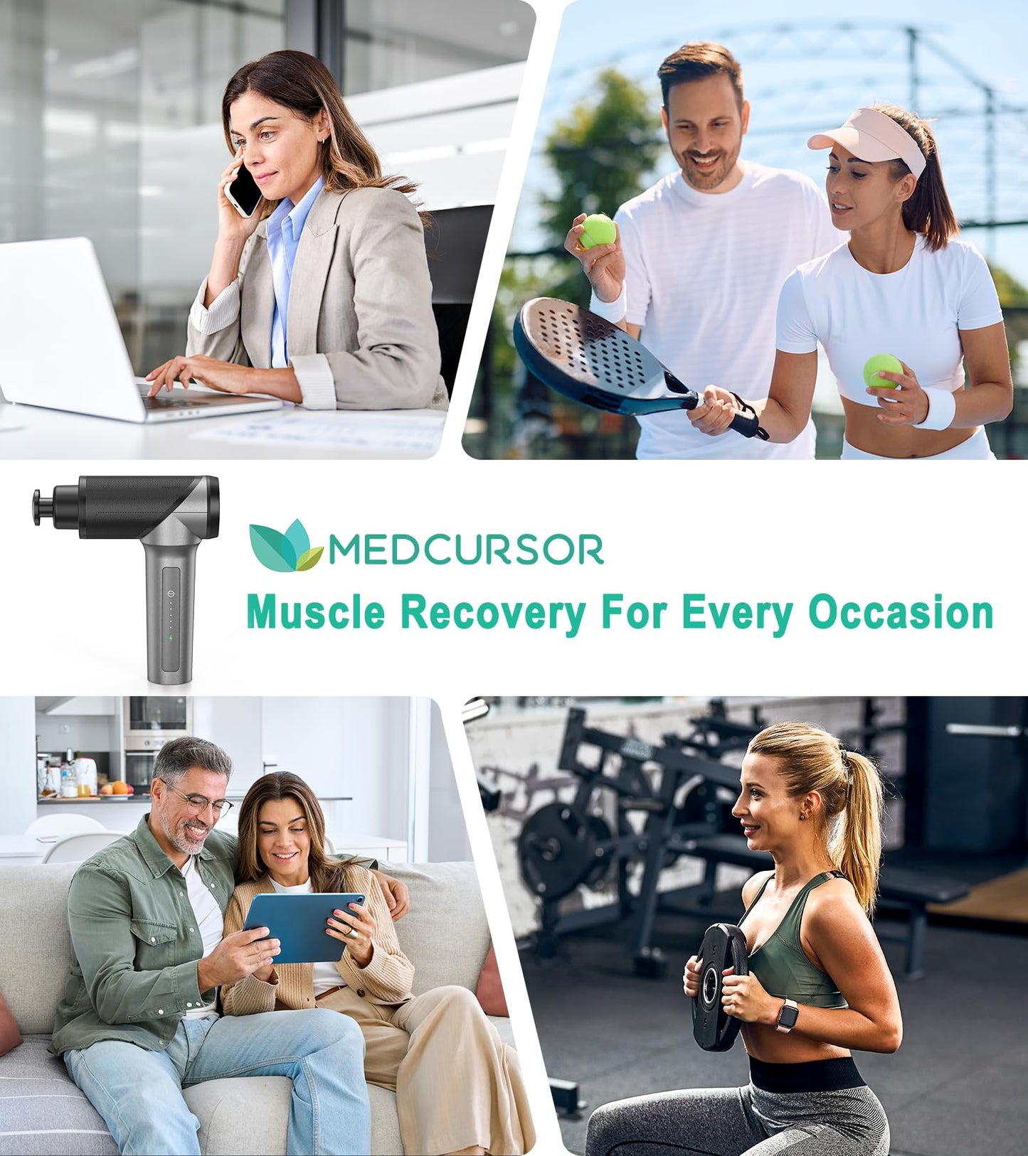 Medcursor Massage Gun - High Intensity Brushless Motor, Handheld Percussion Deep Tissue Massager