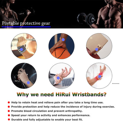 HiRui 2 Pack Wrist Compression Strap and Wrist Brace Sport Wrist Support for Fitness